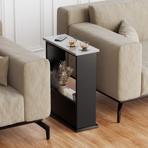 Slim Side Table with Storage Small Space Sofa End Table Bedside Living Room Home - Picture 38 of 65