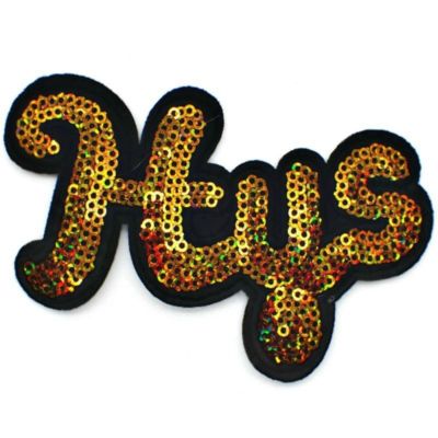 HYS JEANS PATCH GIRL AUFNÄHER PAILLETTEN AUFBÜGLER DISCO ROCKABILLY GLITZER GOLD