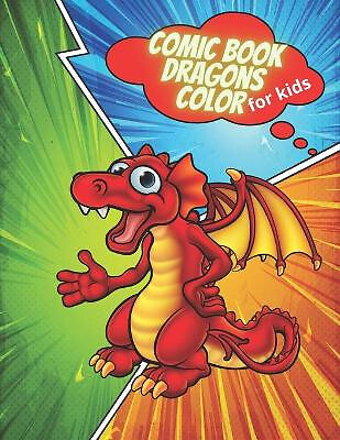 Comic book dragons color for kids: Funny dragon colorful  create your own com...