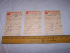 Three 1953 7UP Seven-up Bottling Co Sales Invoices Receipts TERRE HAUTE INDIANA