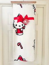 Hello Kitty Candy Cane Christmas Blanket Faux Fur