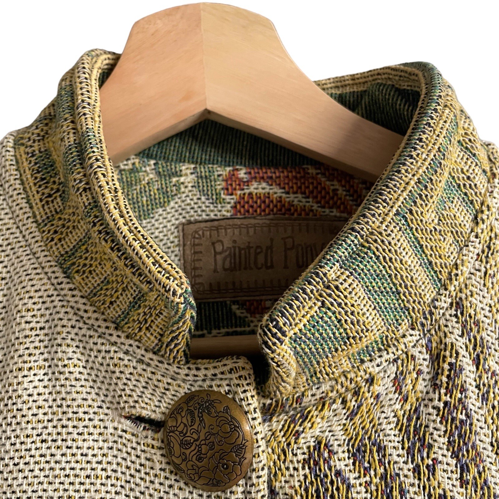 Giacca arazzo stampa agrifoglio "Painted Pony" vintage anni 90 maglione oversize anni 90