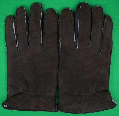 ''Dunhill Chocolate Suede English Leather Fleece-Lined Gloves''