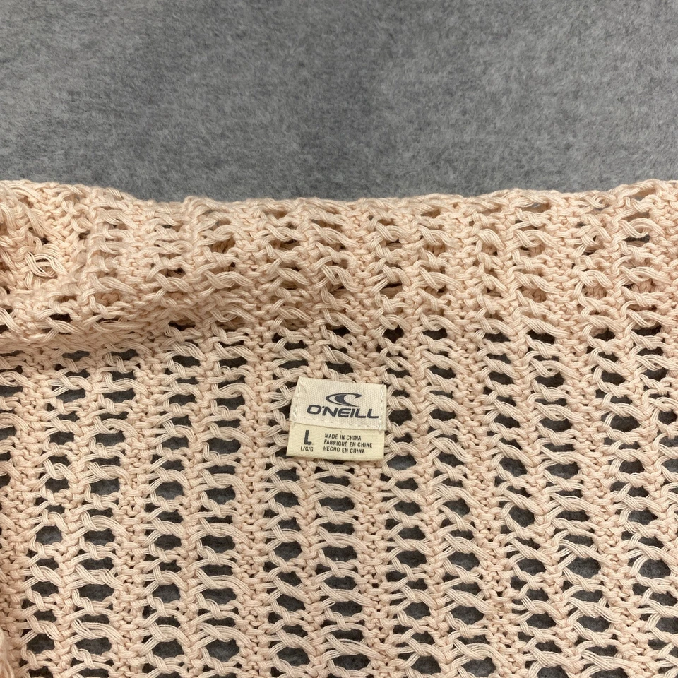 Suéter O'neill Mujer Cárdigan Grande Rosa Crochet Tejido Abierto Flecos Bohemio Foto 4 de 4