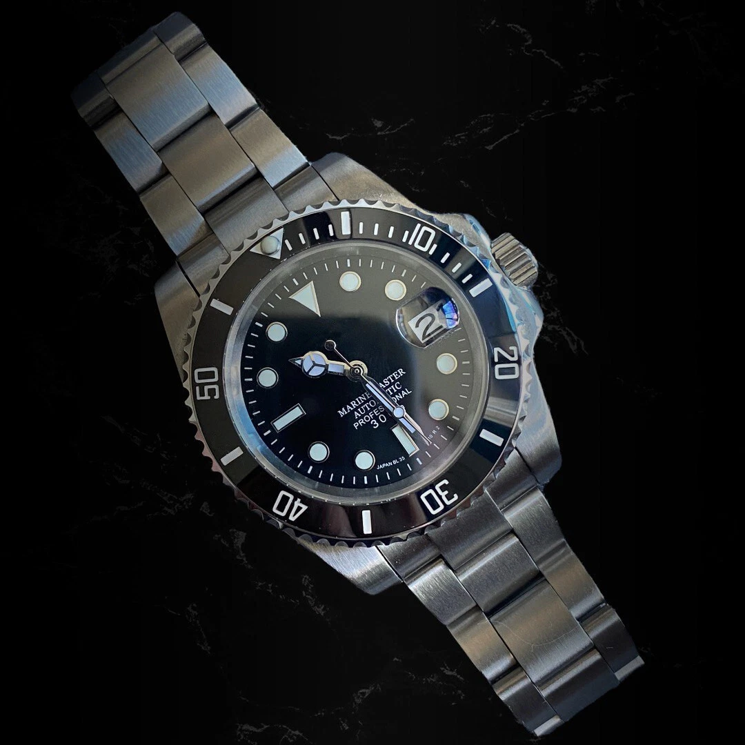 Nh Automatic Seiko movement Custom Mod Black SUB Ceramic Bezel