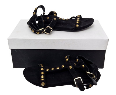 Kurt Geiger schöne Malin Damen-Wildleder-Sandale Schnalle schwarz Ballerinas EU 35 UK 2