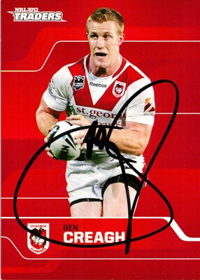 Signed 2013 ST GEORGE ILLAWARRA DRAGONS NRL Card BEN CREAGH