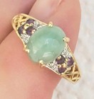 10kt Yellow Gold, Jade & Accents Ring (3.3g). Signed Pd, Size 7.25 (OGJ2281) — photo 8