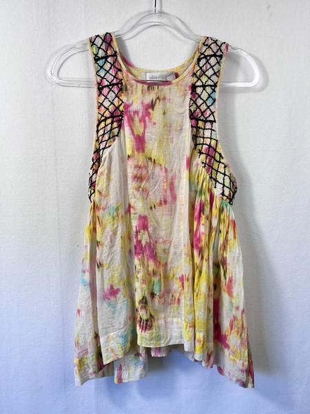 Alice McCall Top AU 12 Cotton Abstract Print Embroidered Sleeveless Boho Tunic