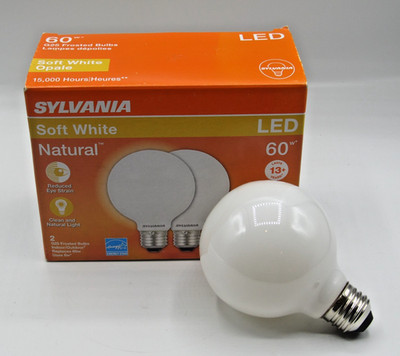 Sylvania Natural Medium Base LED Globe Bulb Soft White 60 Watt Equivalence 2pk