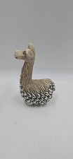 Charming Llama Alpaca Figurine Folk Art Style Clay Ceramic Sculpture