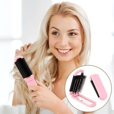 Travel Folding Brush with Mirror by 1 Pack -Collapsible Pocket-Size Massage Comb