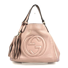GUCCI SOHO Shoulder Hand Bag JAPAN Exclusive Rose Pink Beige Leather Authentic
