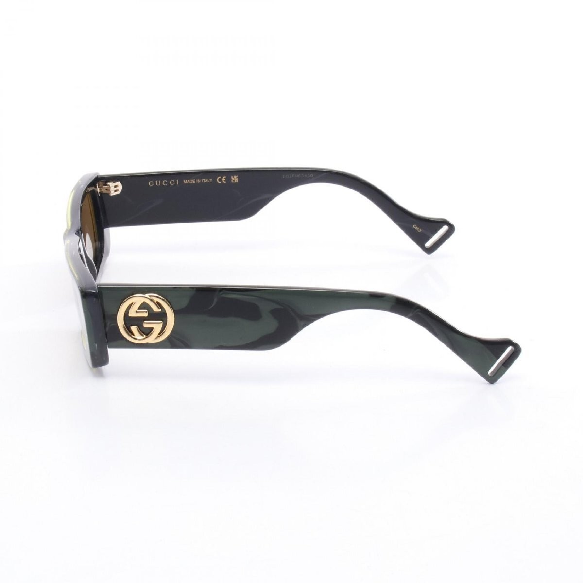 Gucci Black Green Lens Rectangular Sunglasses Gol… - image 3