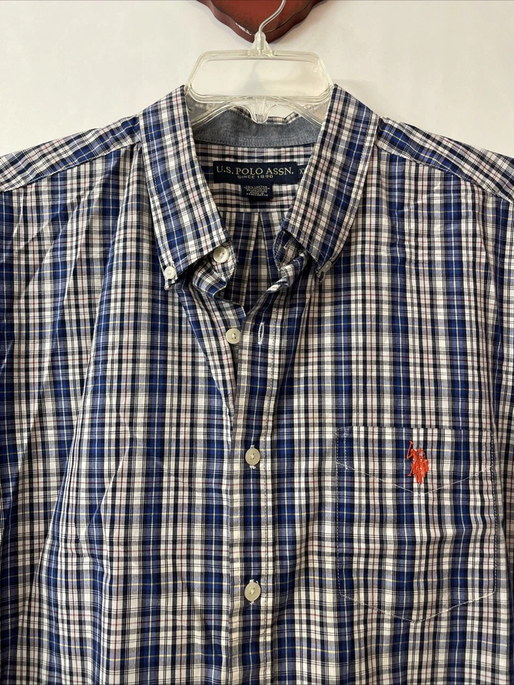 US Polo Assn Mens 2xl Blue Striped Button-Up Long Sleeved Collared Shirt! M486 - Image 3 of 4