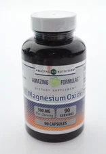 AMAZING FORMULAS Magnesium Oxide, 500 mg, 90 Capsules - EXP: 07/2027