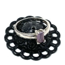 Sterling Silver Baguette Cut Amethyst Ring Sz 9.25, 2.56g