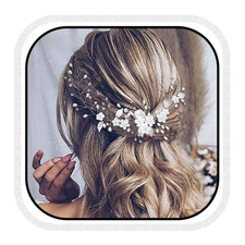 Flower Wedding Hair Pieces Silver Bridal Hair Accessories Pearl Hair Vine for Br