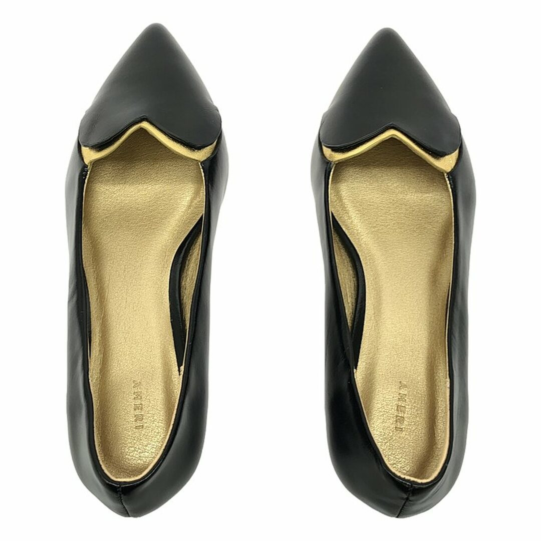 Ameri VINTAGE Heart Motif Painted Toe Pumps Pointed S Black Ameri VINTAGE Heart Motif Painted Toe Pumps Pointed S Black