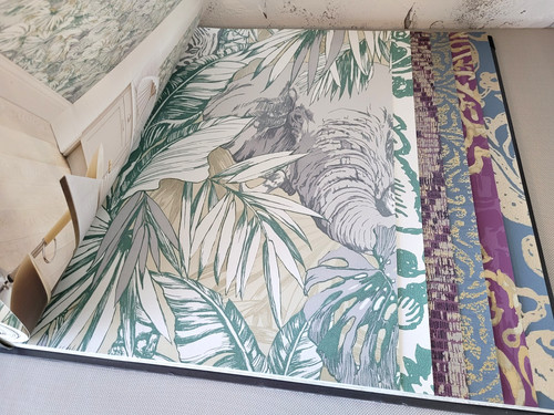 Wallpaper Sample Book JF Rainforest Arts Crafts Exotic Metallic Beaded Floral