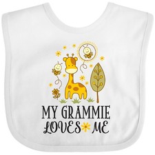 Inktastic My Grammie Loves Me Giraffe Baby Bib Grandchild Childs Girl Shower