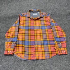 Tommy Bahama Canyon Beach Flannel Plaid Orange Long Sleeve Shirt Men Medium