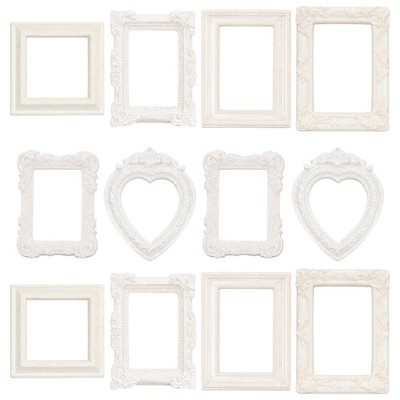 12 PCS Mini Vintage Frames, Mini Picture Frames, White Retro Style Collection...