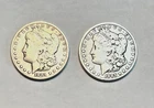 Lot of 2 Morgan Silver Dollars, 1881-S and 1885 -P, Good Condition, 90% Silver