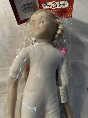 Fibre Craft 13 Inch No. 3397 Porcelain Look Doll Soft Body Blonde Braided Hair