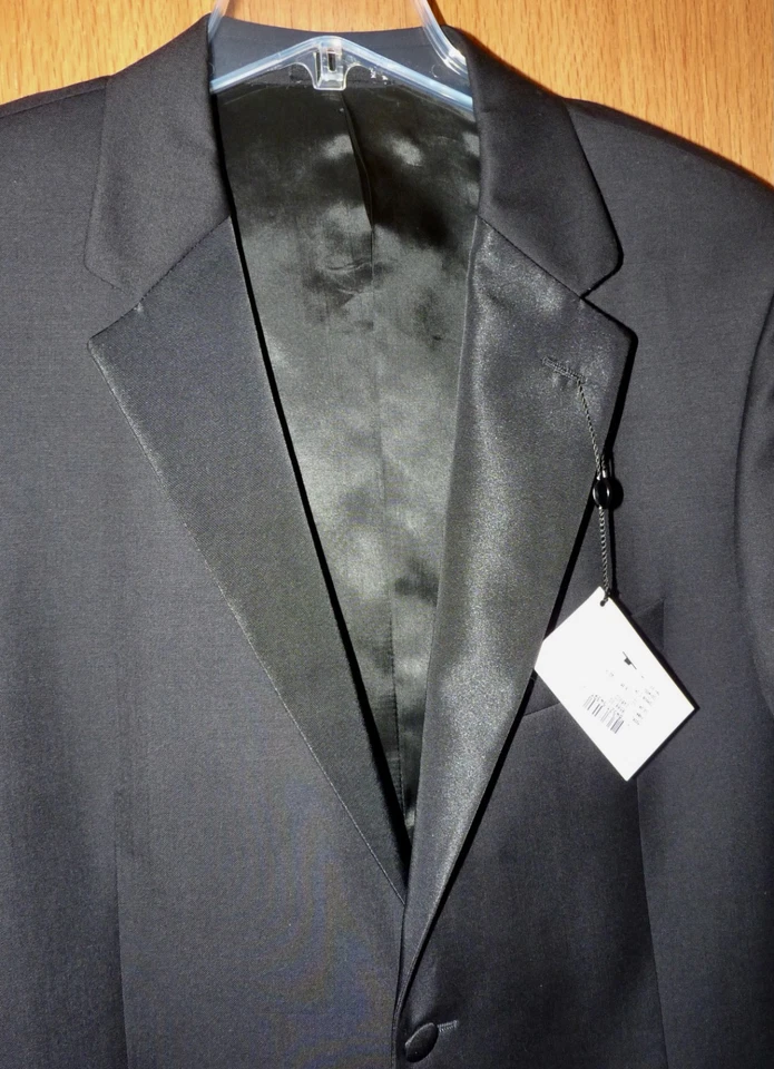 CALVIN KLEIN Men’s Black Wool Satin Lapel Tuxedo Jacket 42R NWT! - Image 3 of 4