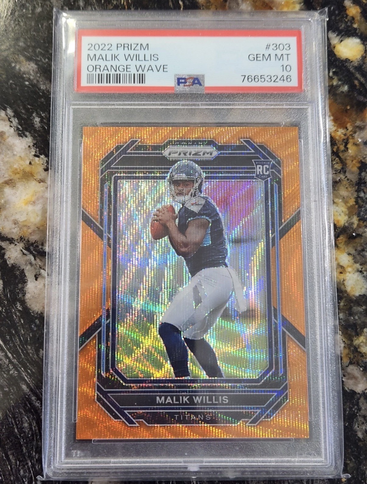 2022 Malik Willis RC #303 Orange Wave Prizm PSA 10 Gem Mint #24/60