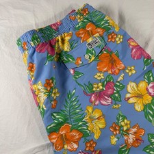 Polo Ralph Lauren Men's Size 2XLT Blue Floral Hibiscus Print Swim Trunks