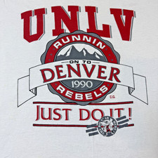 UNLV Running Rebels NCAA Final Four 1990 Denver T-shirt Jerzees XL White Vintage