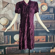 Antique 1930s Femme Fatale Dress Gown Maroon Velvet As is For Parts or Scrap