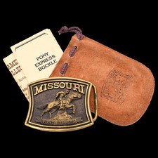 Solid Brass Missouri Pony Express Solid Brass Vintage Belt Buckle