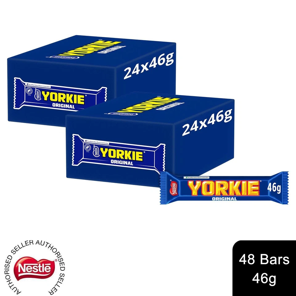 Yorkie Chunky Milk Chocolate Bar No Artificial Flavours 46g |Bulk Buy (48 pack)