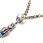 Navajo Signed Frank Yellowstone Sterling Lapis Turquoise Inlaid Necklace S5308-2 — photo 5