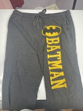 Unisex Gently Used Batman Logo Bat Symbol Black Pajama Lounge Pants S 28-30