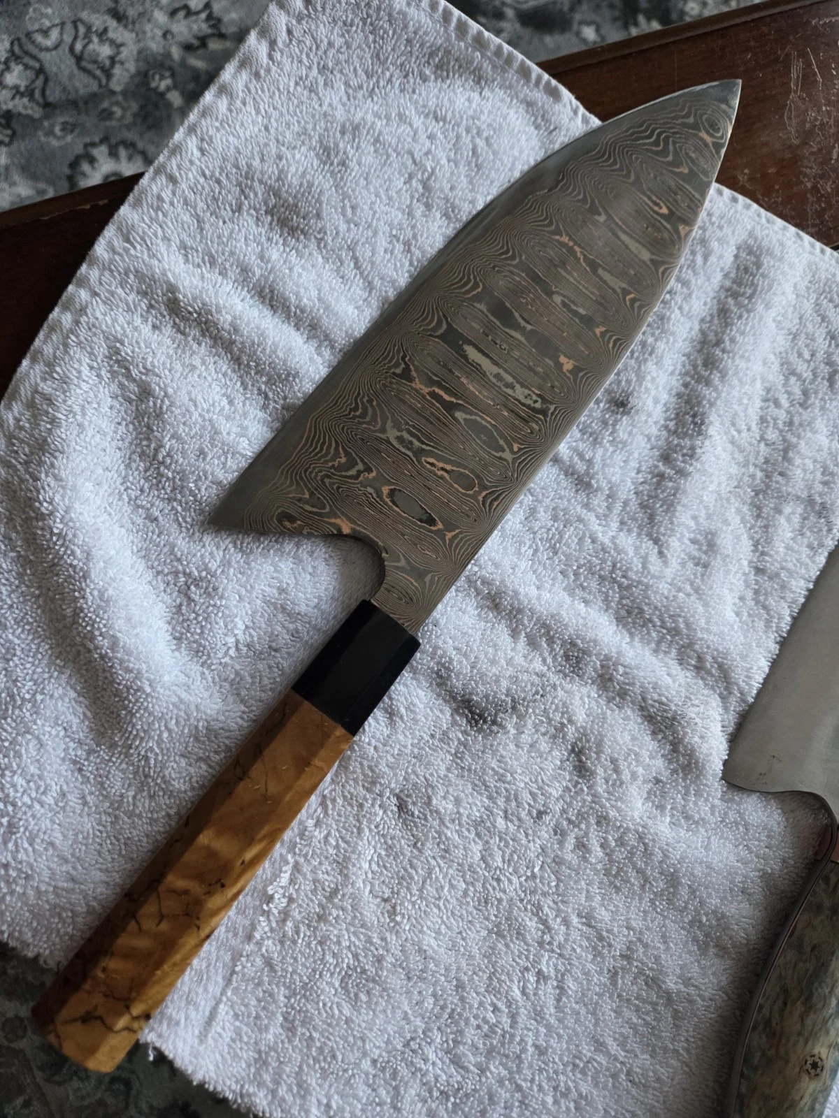 9-1/2 Extra Wide Chef's Knife With Baker Forge Elite Coppermai Ladder Pattern...