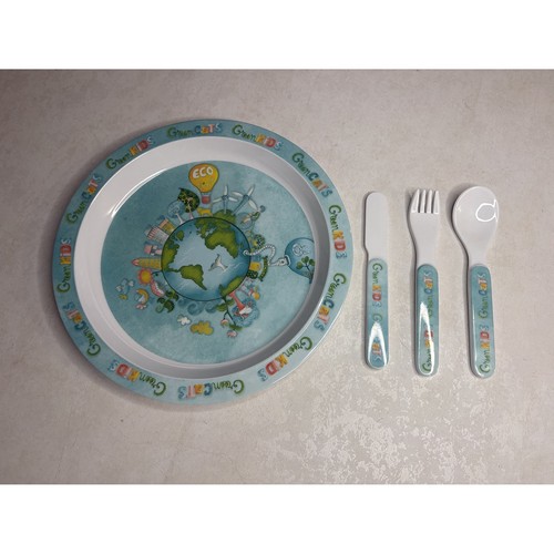 A Loja do Gato Preto GreenKids GreenCats Melamine 4pc Plate Utensil Set Kids