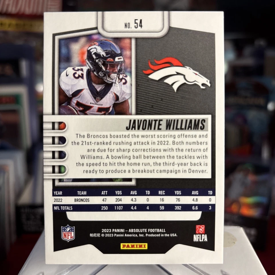 2023 Panini Absolute Javonte Williams RARE Spectrum Splash SSP /16 ⭐️ MINT - Image 2 of 2
