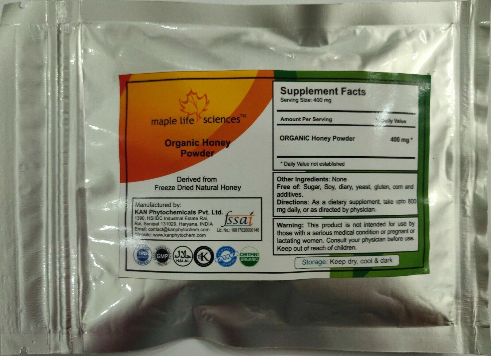ORGANIC Honey Powder Dehydrated Honey used as sweetener or f