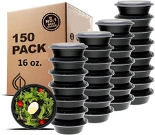 150 Sets Meal Prep Containers with Lids Disposable Take Out Food Container 16 OZ