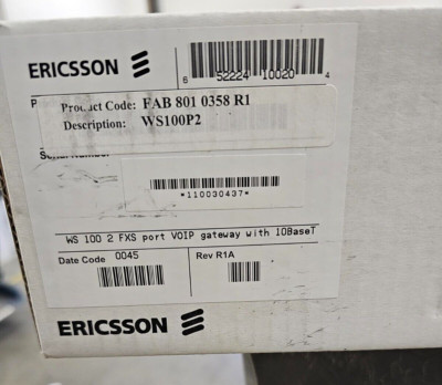 FAB.801.0358-R1 New Ericsson WebSwitch 100 WS100 VoIP Gateway 2 FXS 10BaseT