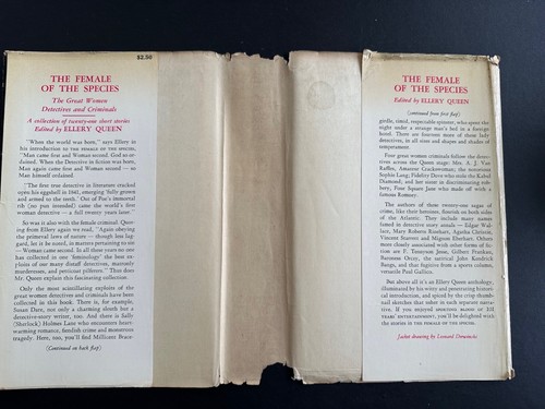 The Female of The Species, by Ellery Queen - 1943 - 1st, 1st Hardcover Book DJ - Picture 2 of 15