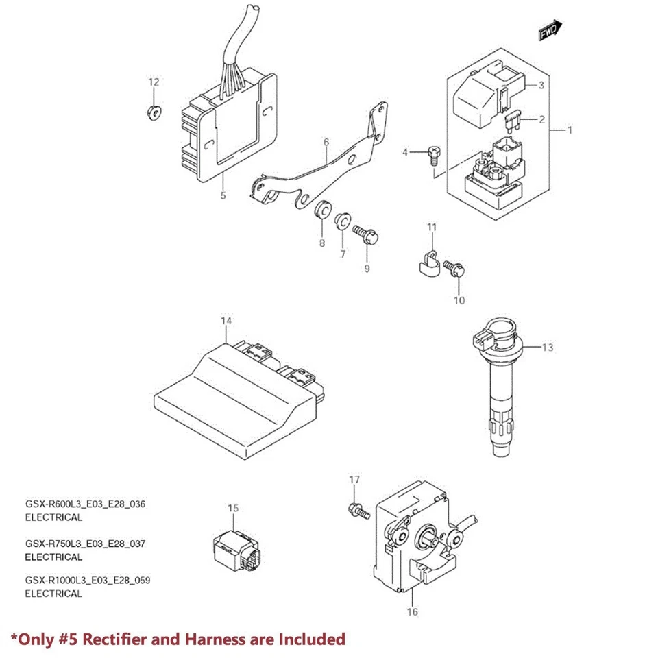 OE Magneto Coil Stator+Voltage Rectifier+Gasket Assy. Kit for 06-17 GSXR 600/750 - Image 3 of 4