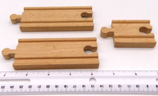 Lot of 3 Wood Straight Train  Road Railroad Track Toy Parts Only