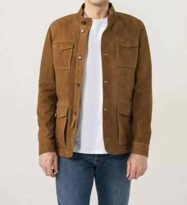 Herren Vintage Braun M65 Field Biker Motorrad Echt Wildleder Leder Trucker Jacke