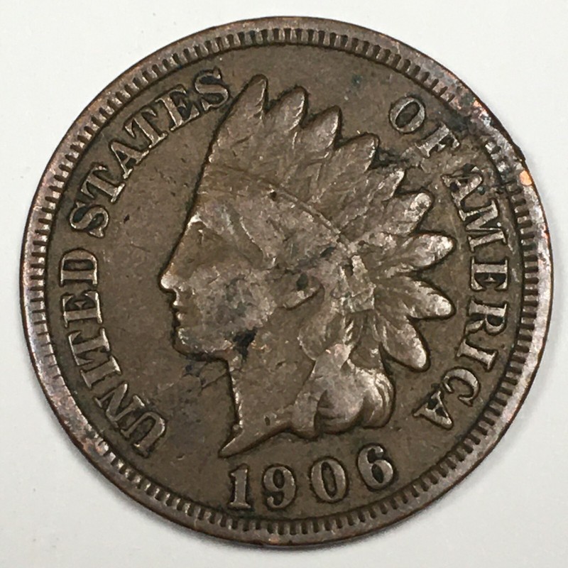 1906 United States Indian Head Cent Penny - Fine (F) KM#90a -5161-AH