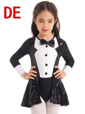 DE ranrann Mädchen Modernes Jazz Kleid Pailletten Tanzkleid Ballettkleid Party